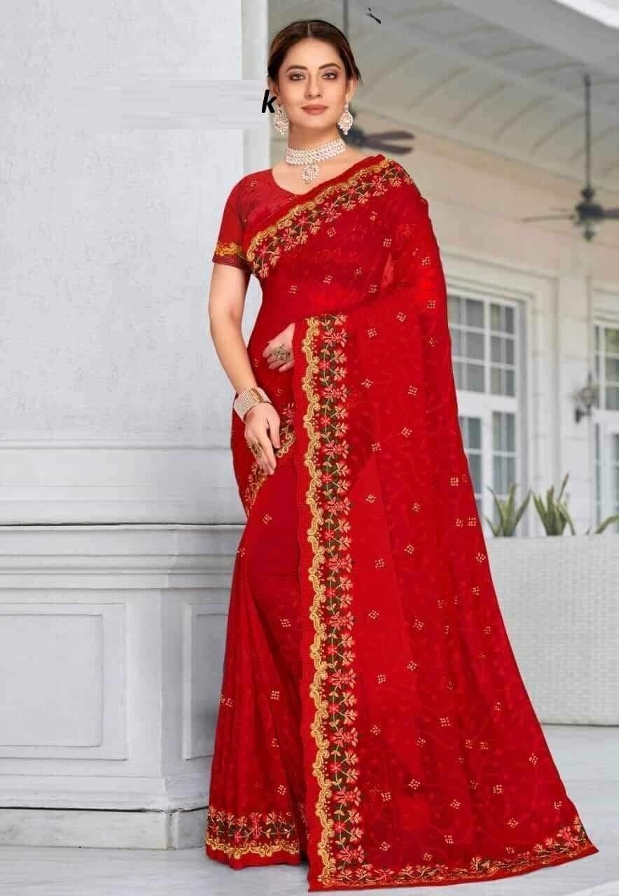 Indian Premium And Trendy Georgette Saree with Blouse - Image 4