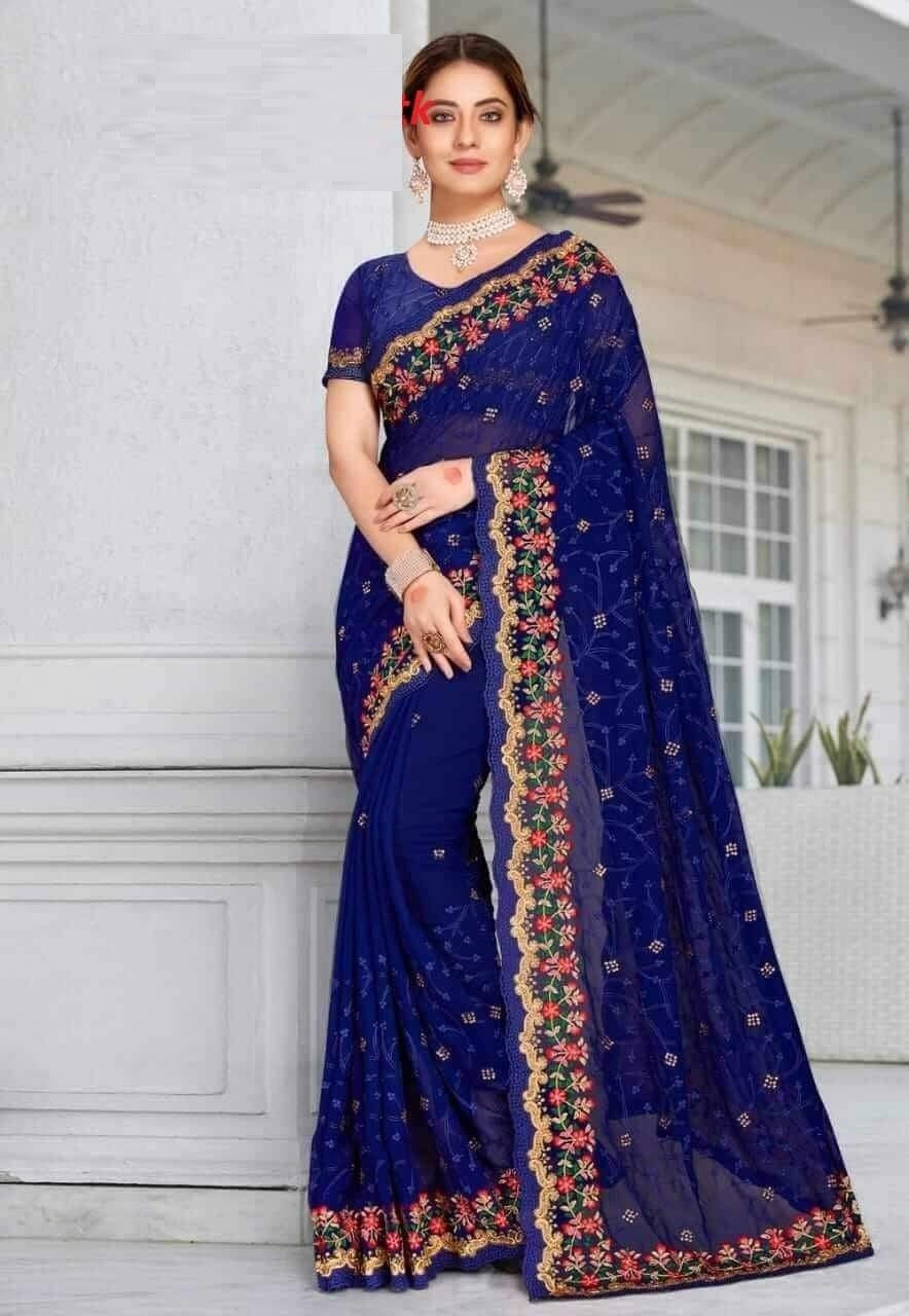 Indian Premium And Trendy Georgette Saree with Blouse