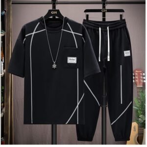 Men’s Drop Shoulder Mash T-Shirt and Trouser Set – Casual Streetwear Co-ord Outfit | Summer Collection