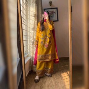 Sequence Embroidery Three Piece – Elegant Women’s Ethnic Wear in Bangladesh