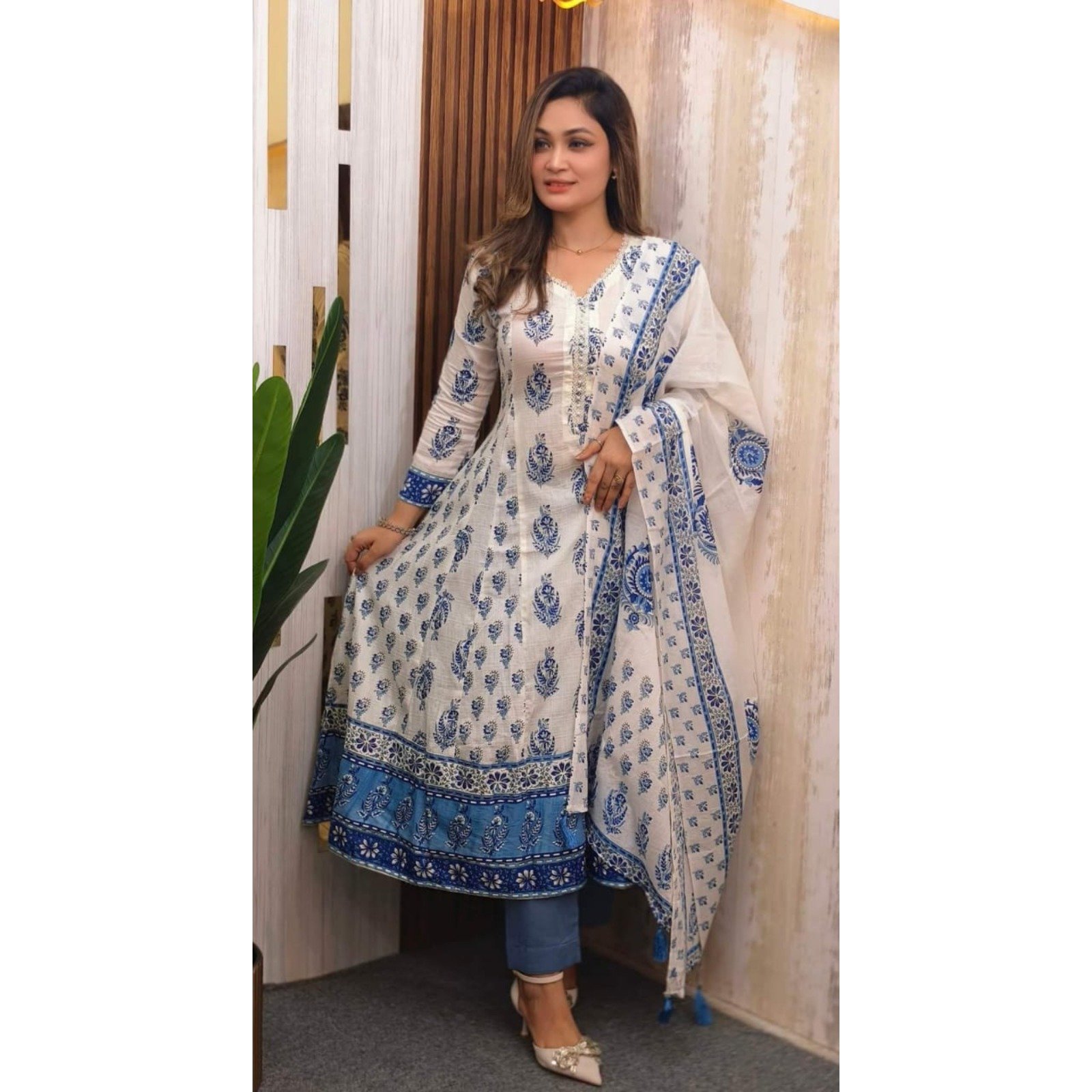 Cotton Gown Three Piece