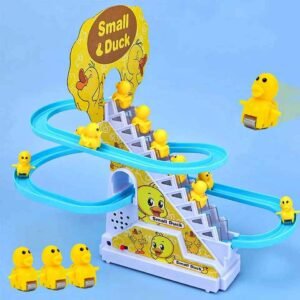 Electric Small Duck Climbing Stairs Toy - Musical Flashing Light Playset for Kids