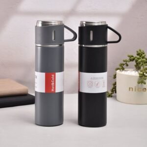 Vacuum Insulated Thermal Flask Set With Cup | Hot & Cold Water Bottle