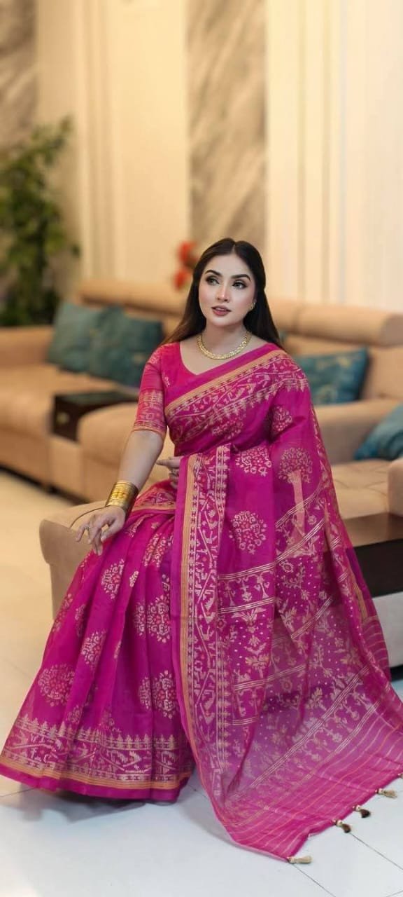 Half Silk Screen Print Saree for Women | হাফ সিল্ক স্ক্রিন প্রিন্ট শাড়ি - Image 2