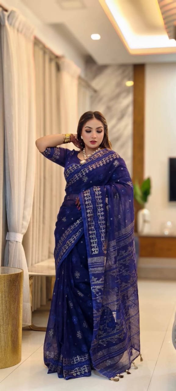 Half Silk Screen Print Saree for Women | হাফ সিল্ক স্ক্রিন প্রিন্ট শাড়ি