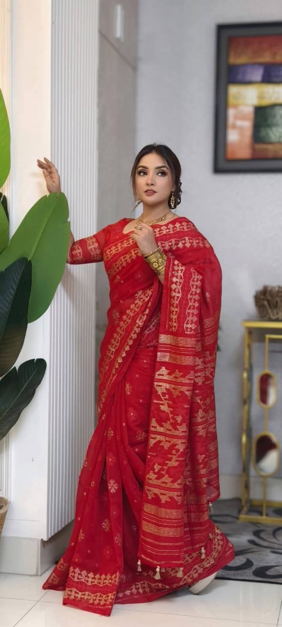 Half Silk Screen Print Saree for Women | হাফ সিল্ক স্ক্রিন প্রিন্ট শাড়ি - Image 6