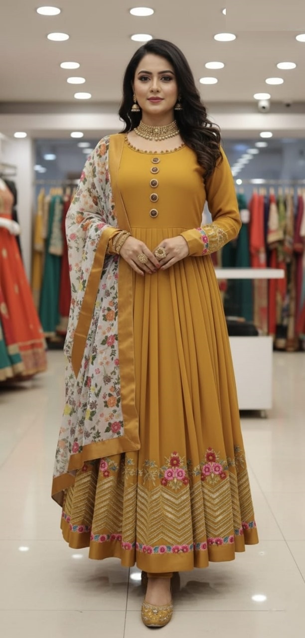 Jorjet Embroidery Party Dress – প্রিমিয়াম জর্জেট এমব্রয়ডারি পার্টি ড্রেস - Image 3