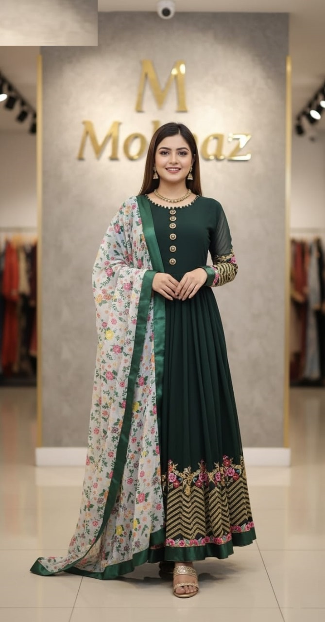 Jorjet Embroidery Party Dress – প্রিমিয়াম জর্জেট এমব্রয়ডারি পার্টি ড্রেস - Image 6