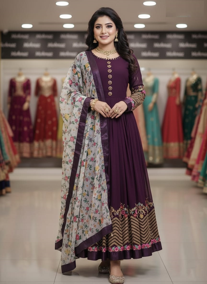 Jorjet Embroidery Party Dress – প্রিমিয়াম জর্জেট এমব্রয়ডারি পার্টি ড্রেস