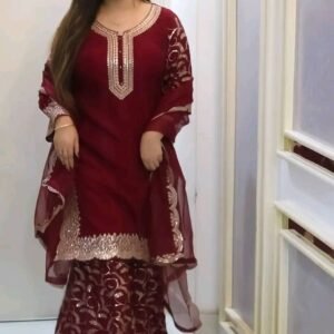 Embroidery Georgette 3 Piece | সফট জর্জেট সিকুয়েন্স থ্রি পিস