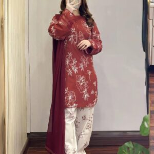 Pakistani Kameez with Skin Print | প্রিমিয়াম কটন রেডিমেড থ্রি পিস