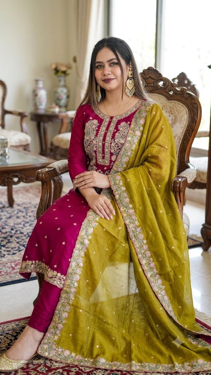 Indian Gorgeous Three Piece | সিকুয়েন্স এমব্রয়ডারি থ্রি পিস - Image 2
