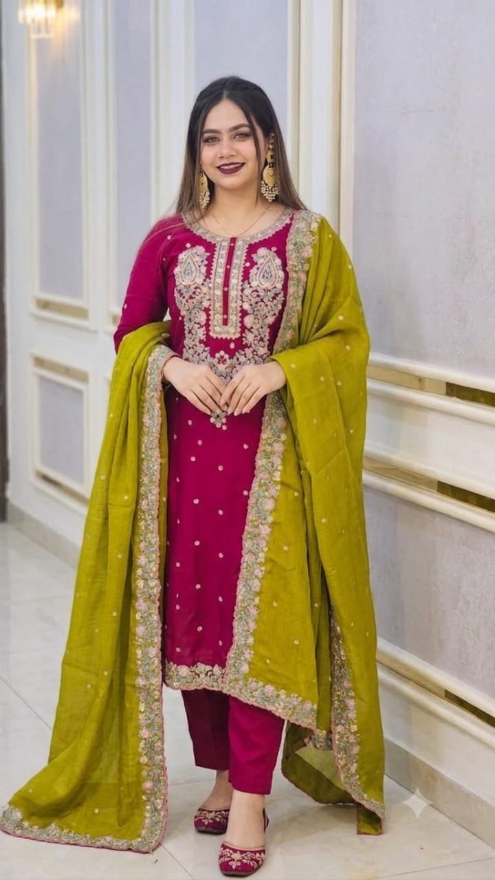 Indian Gorgeous Three Piece | সিকুয়েন্স এমব্রয়ডারি থ্রি পিস