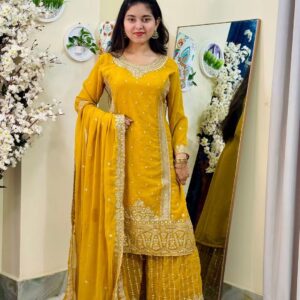 Sequence Embroidery Gharara Three Piece – সিকোয়েন্স এমব্রয়ডারি ঘারারা থ্রি পিস