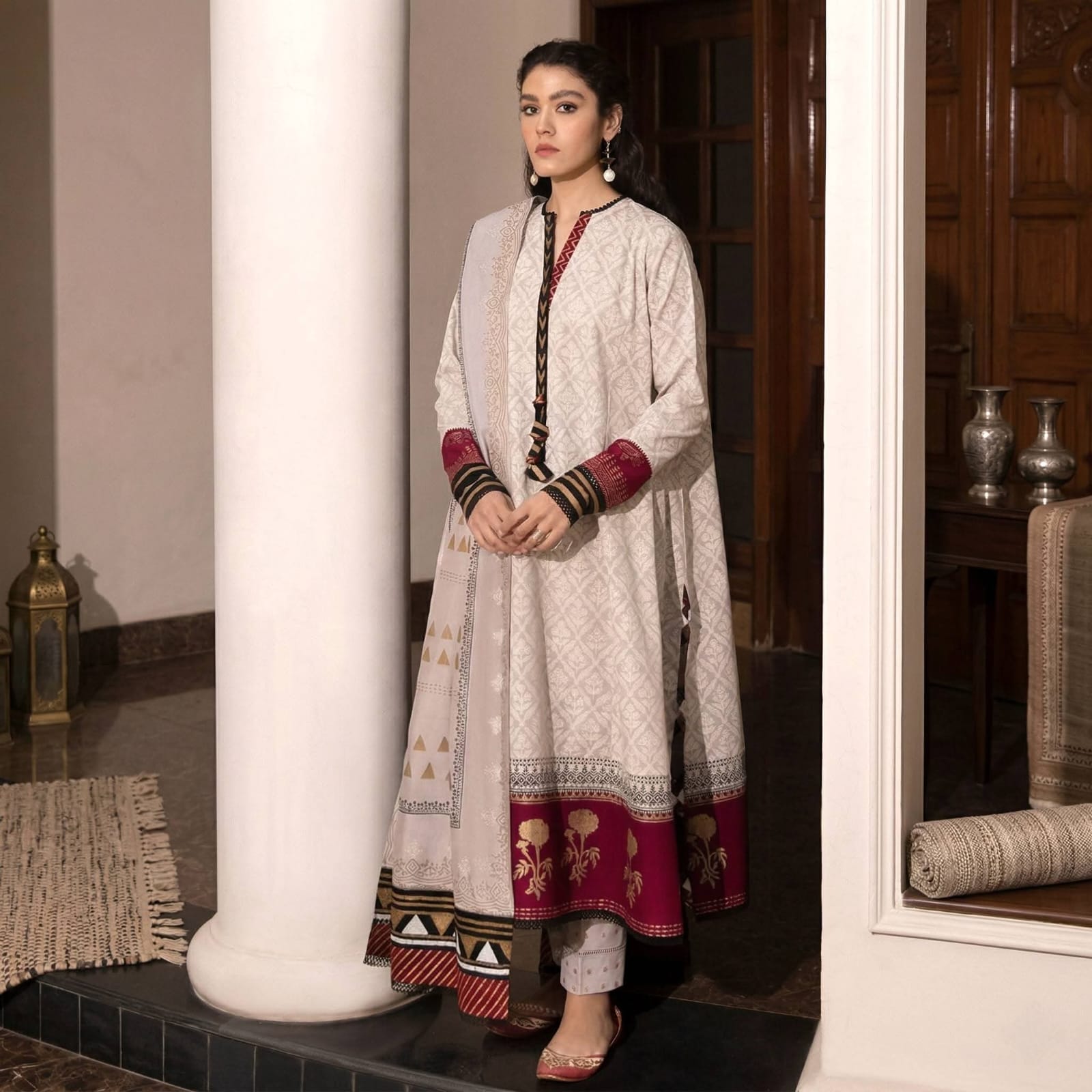 Aarong Dress Cotton Three Piece | আরং কটন থ্রি পিস - Image 3