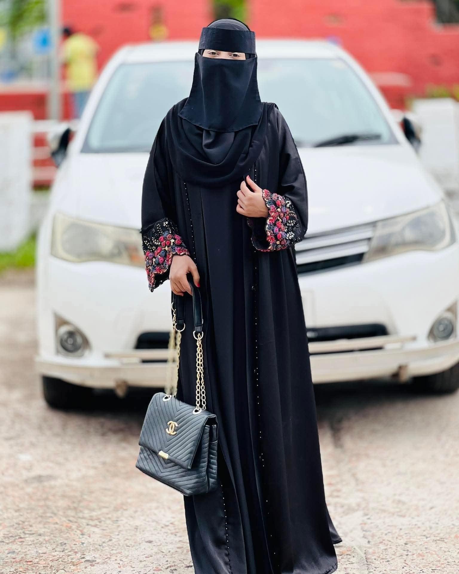 Dubai Cherry Abaya Burqa with Inner and Hijab - Image 2