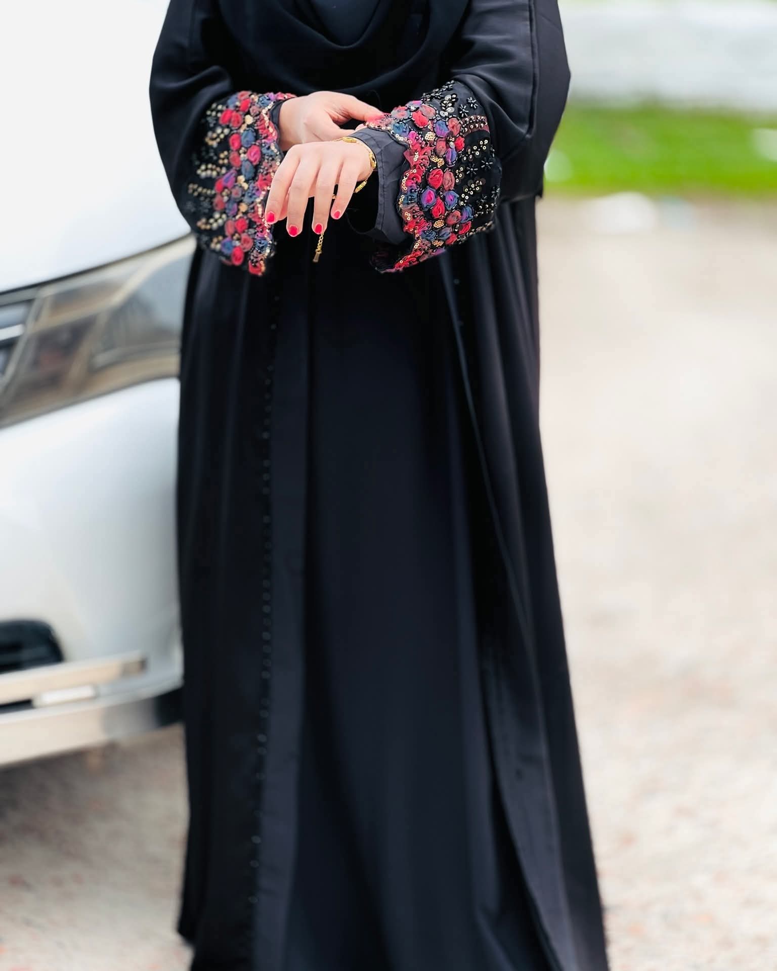 Dubai Cherry Abaya Burqa with Inner and Hijab - Image 4