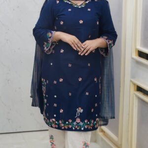 Garara Dress | নেভি ব্লু এমব্রয়ডারি থ্রি পিস ড্রেস