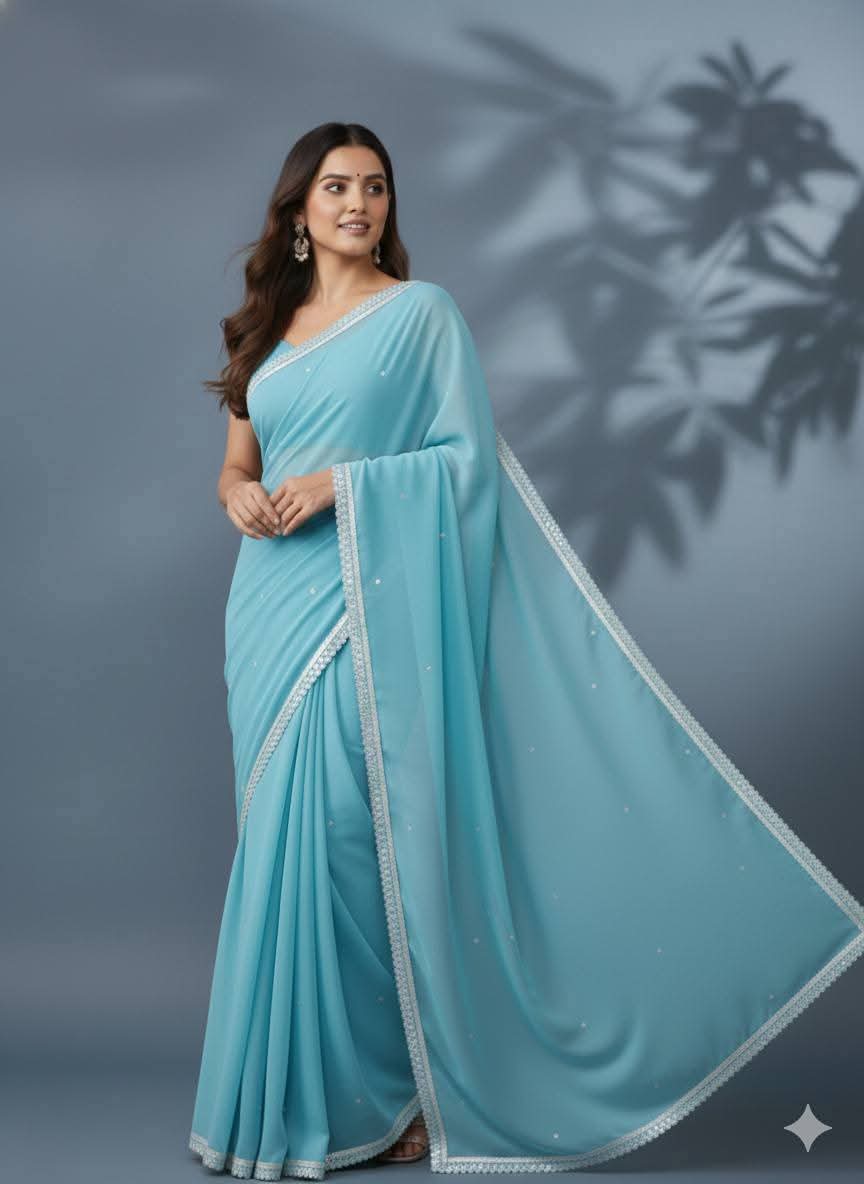 Georgette Fabric Saree with Blouse Piece – জর্জেট শাড়ি - Image 3