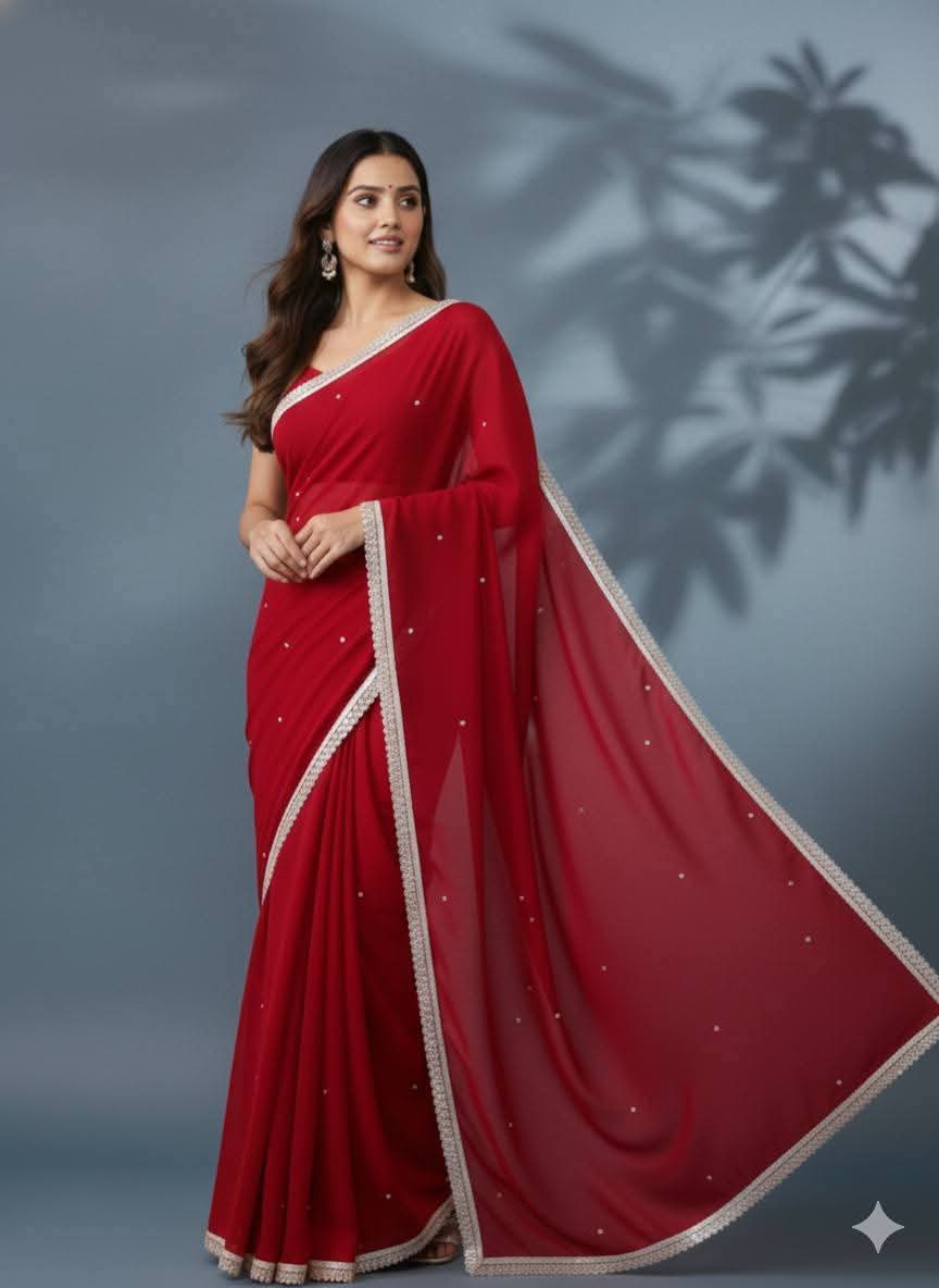 Georgette Fabric Saree with Blouse Piece – জর্জেট শাড়ি - Image 9
