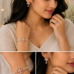 Rose Gold Crystal Jewelry Set | রোজ গোল্ড ক্রিস্টাল জুয়েলারি সেট