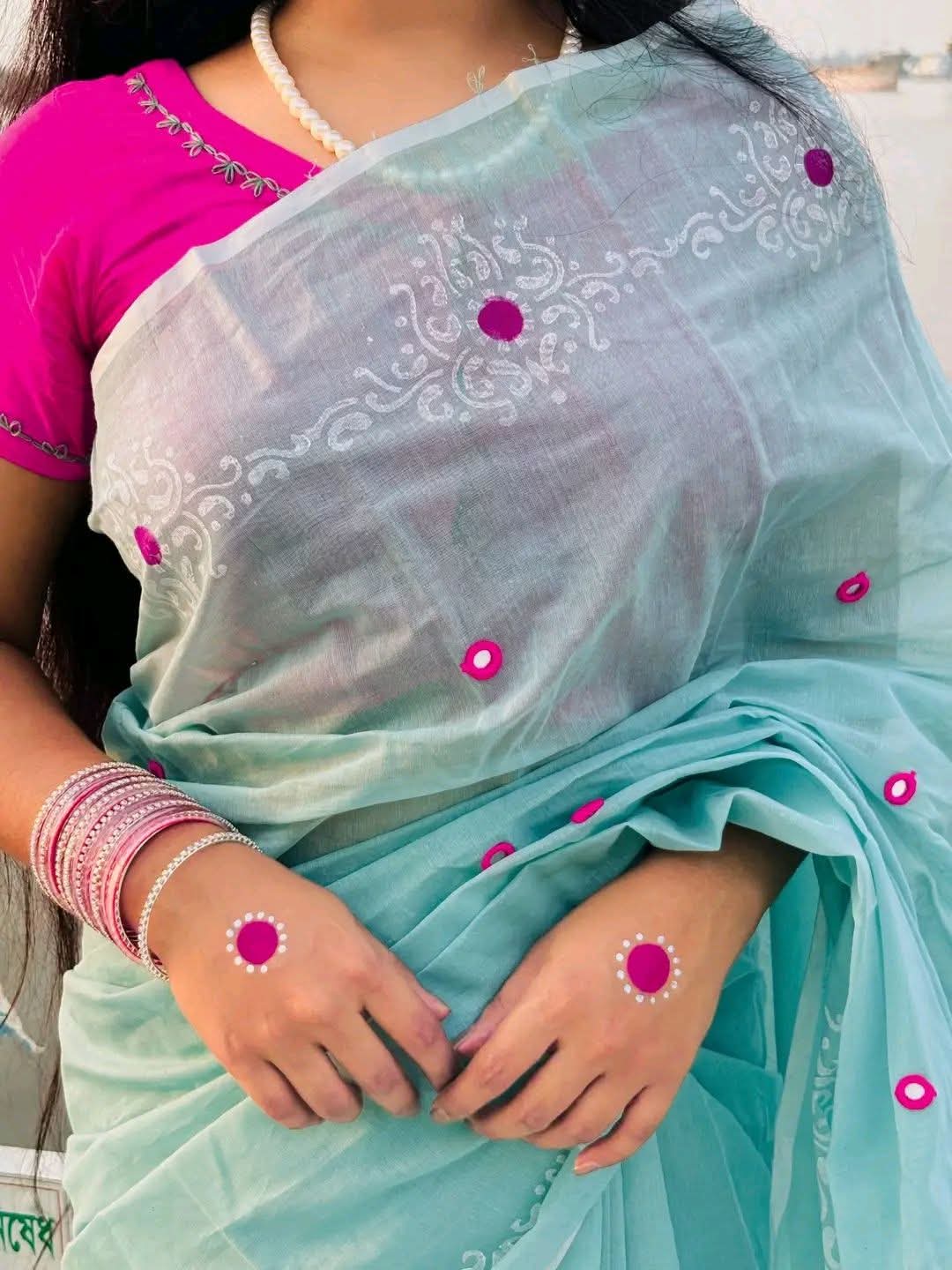 Semi Muslin Saree with Blouse Piece – সেমি মসলিন শাড়ি - Image 4