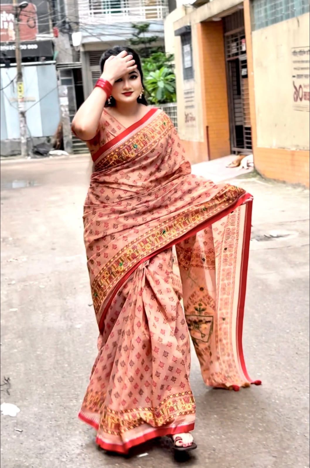 Semi Muslin Saree with Blouse Piece – সেমি মসলিন শাড়ি - Image 7