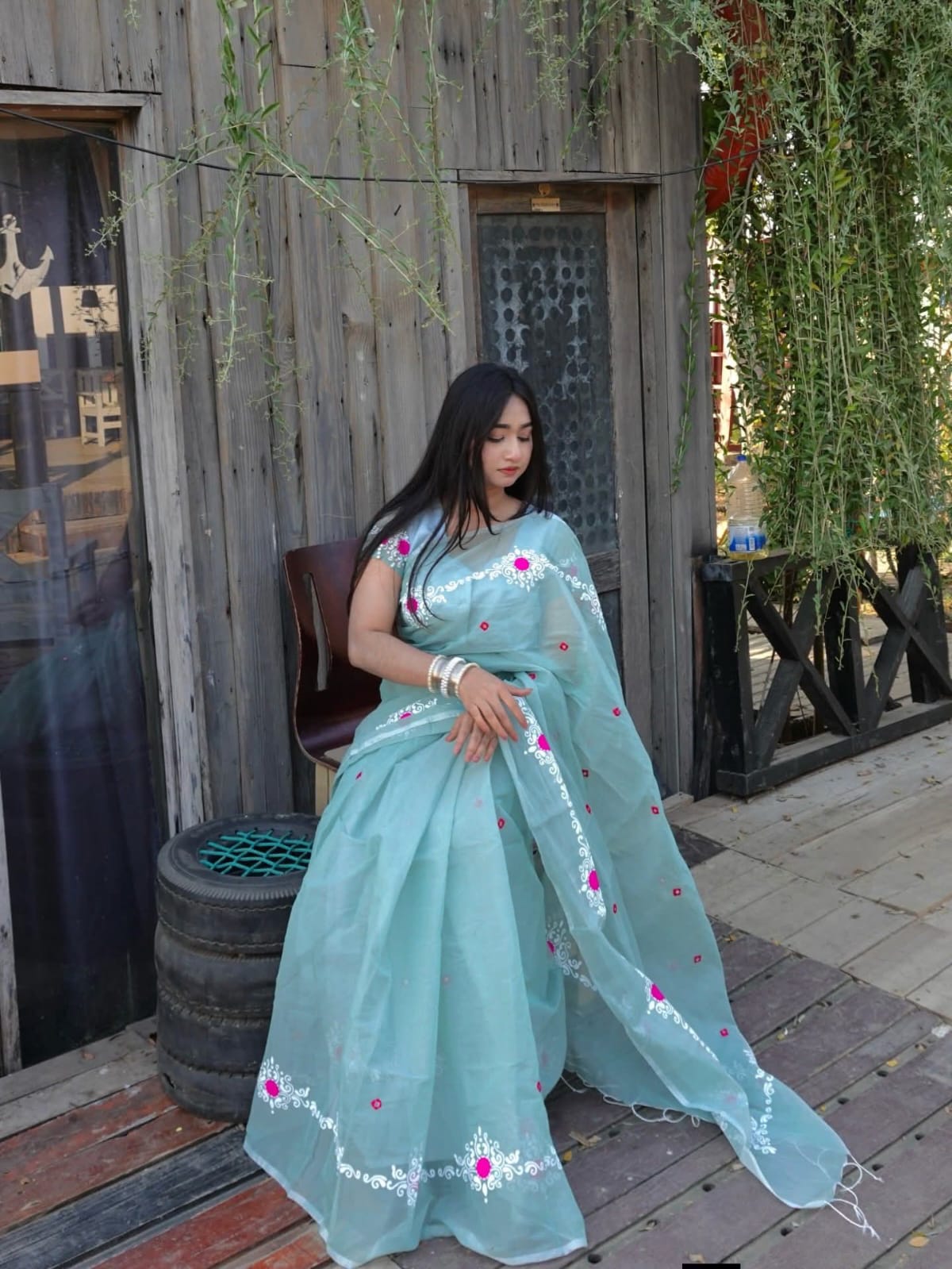 Semi Muslin Saree with Blouse Piece – সেমি মসলিন শাড়ি - Image 3