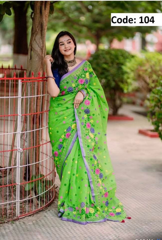 Semi Muslin Saree with Blouse Piece – সেমি মসলিন শাড়ি - Image 12