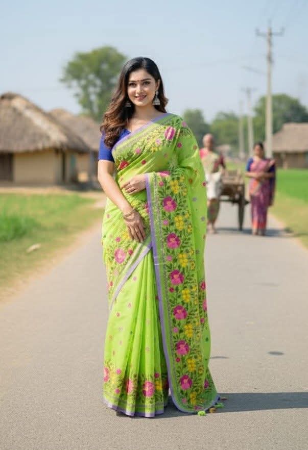 Semi Muslin Saree with Blouse Piece – সেমি মসলিন শাড়ি - Image 11