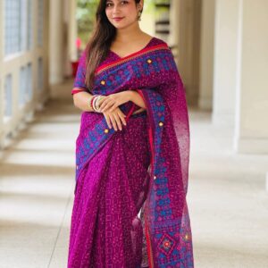 Semi Muslin Saree with Blouse Piece – সেমি মসলিন শাড়ি