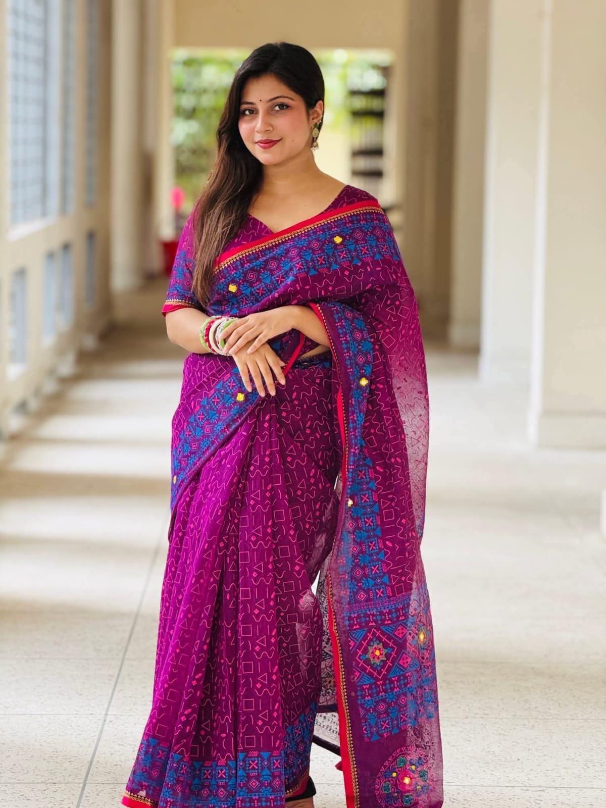 Semi Muslin Saree with Blouse Piece – সেমি মসলিন শাড়ি