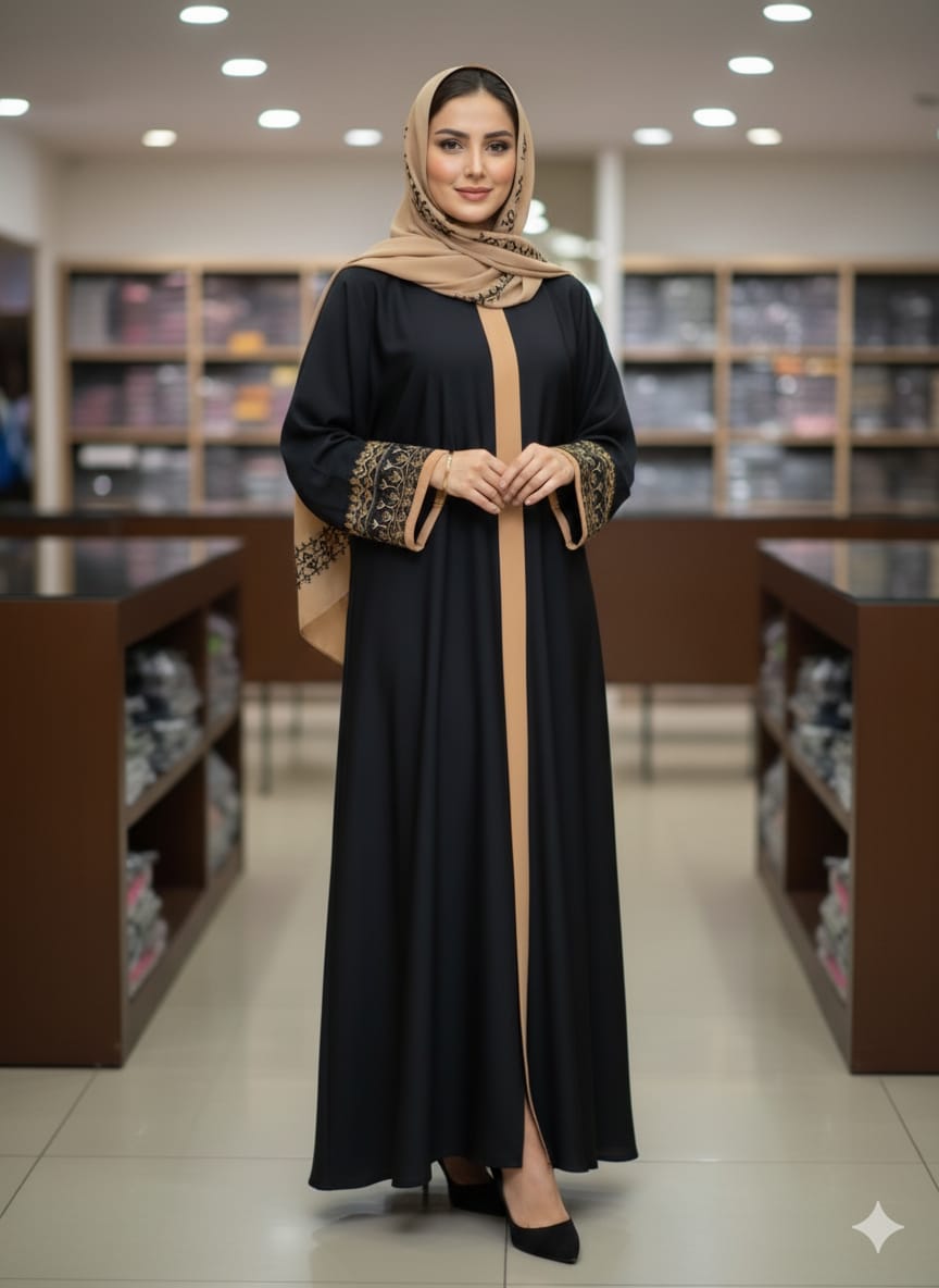 Sneha Koti Borka with Hijab – স্নেহা এমব্রয়ডারি বোরকা - Image 3