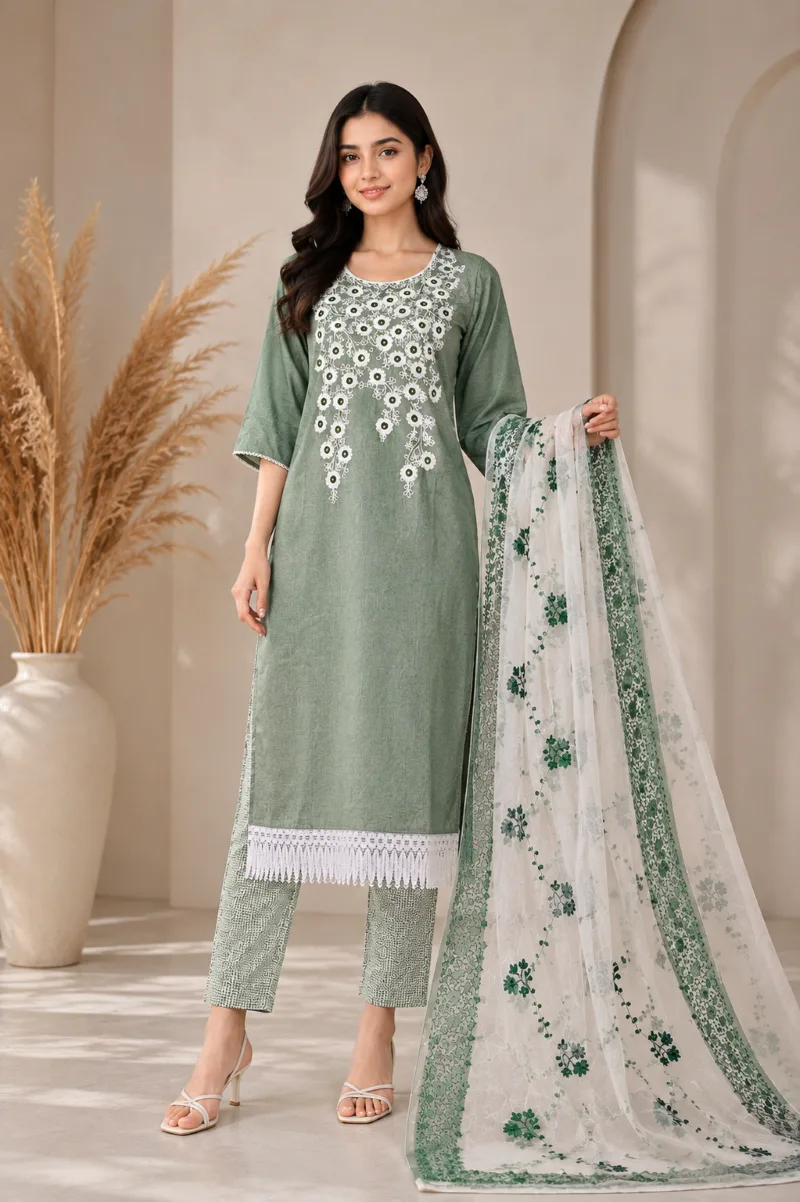 Elegant Cotton Embroidery 3 Piece | এলিগ্যান্ট কটন এমব্রয়ডারি থ্রি-পিস - Image 5