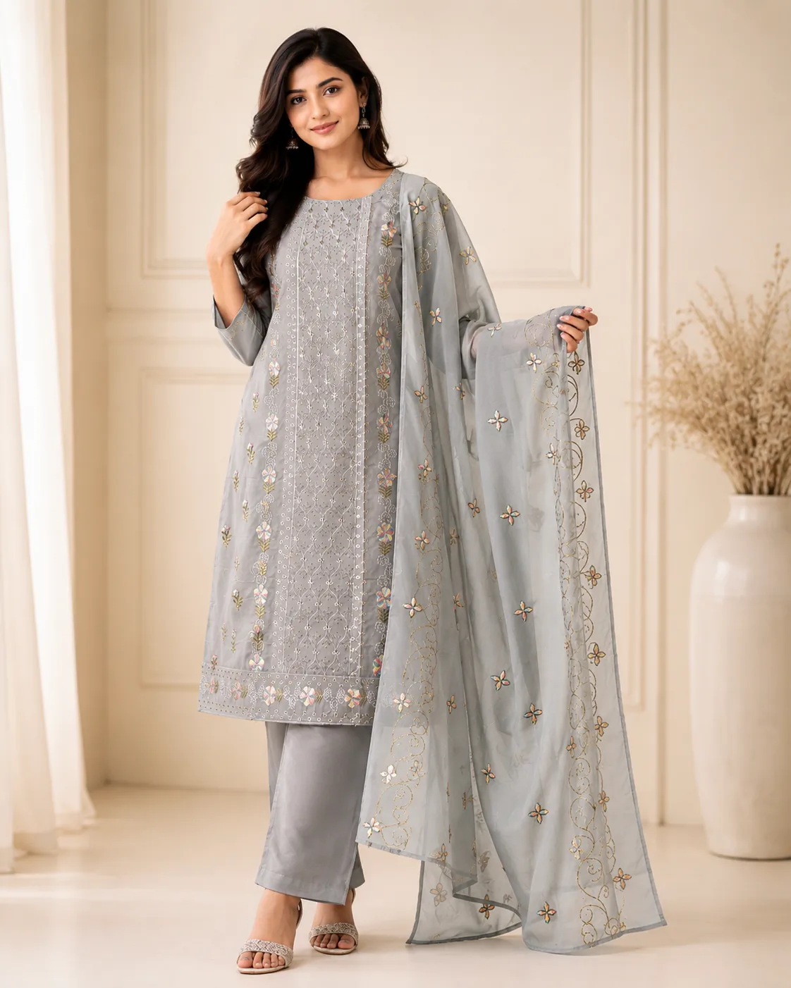 Elegant Cotton Embroidery 3 Piece | এলিগ্যান্ট কটন এমব্রয়ডারি থ্রি-পিস - Image 3