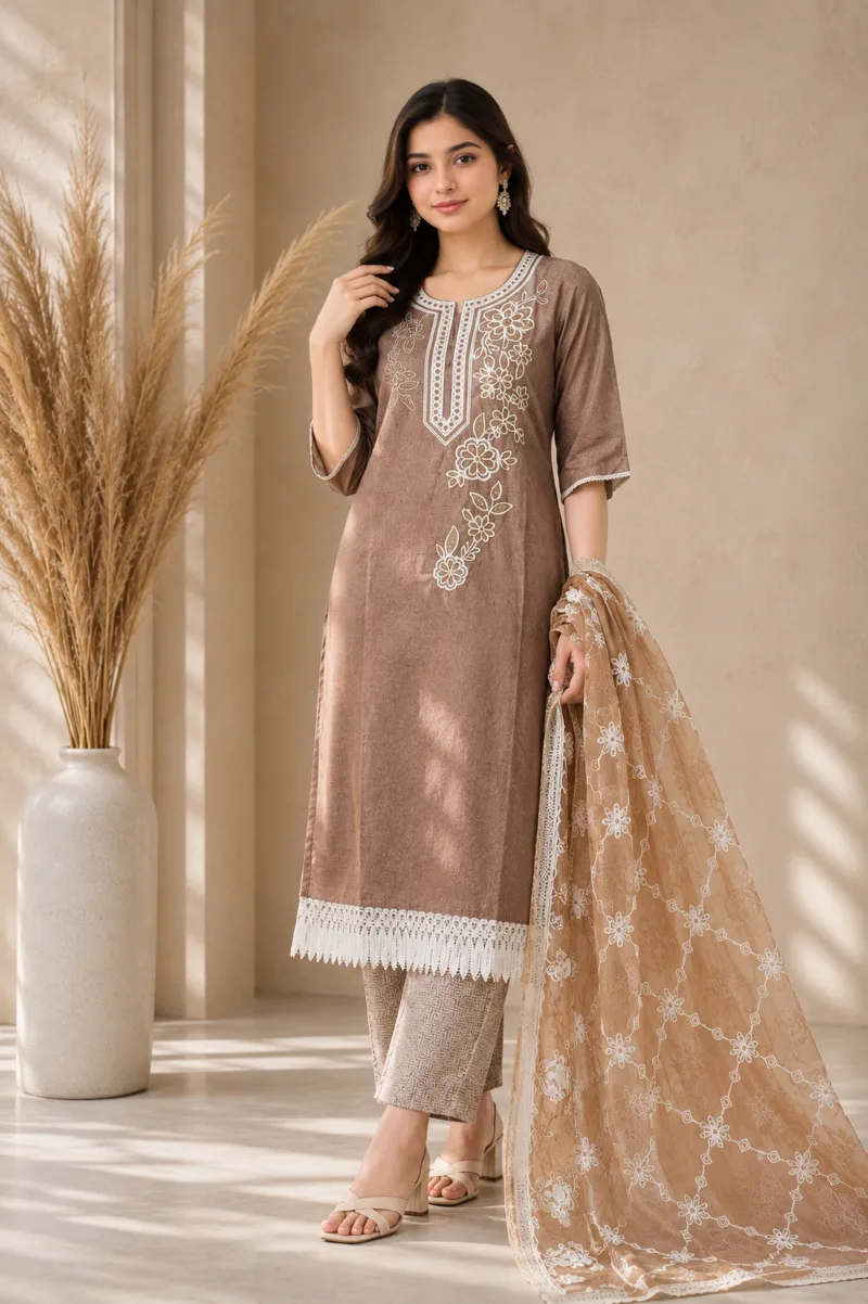 Elegant Cotton Embroidery 3 Piece | এলিগ্যান্ট কটন এমব্রয়ডারি থ্রি-পিস