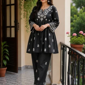 Pure Cotton 2 Piece Dresses | সুতি ফ্লোরাল এমব্রয়ডারি ২ পিস সেট