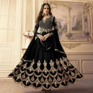 কালো গোল্ডেন রেডিমেড জর্জেট এমব্রয়ডারি Anarkali Dress