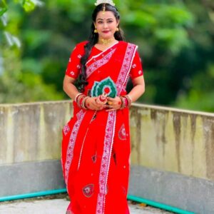 পূজার সাজের জন্য ট্র্যাডিশনাল লাল Puja Special Pan Pata Saree Puja Special Pan Pata Saree – লাল পূজার ট্র্যাডিশনাল শাড়ি