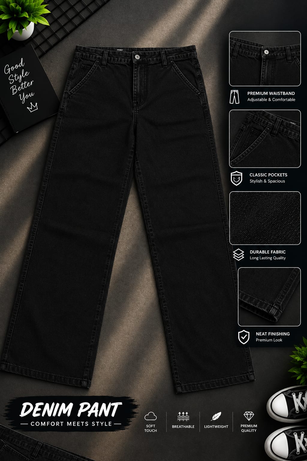 Semi Cargo Denim Baggy Pants | সেমি ব্যাগি কার্গো ডেনিম প্যান্ট - Image 2