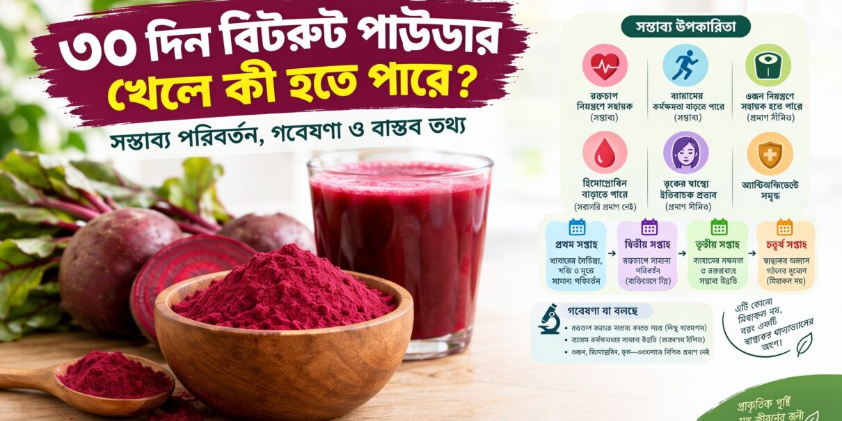 ৩০ দিন বিটরুট পাউডার খেলে সম্ভাব্য পরিবর্তন ও গবেষণাভিত্তিক তথ্য ৩০ দিন বিটরুট পাউডার খেলে কী হতে পারে