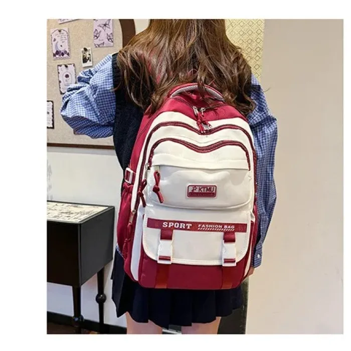 Lightweight College Student Backpack (Red) | লাল কলেজ ব্যাকপ্যাক - Image 4