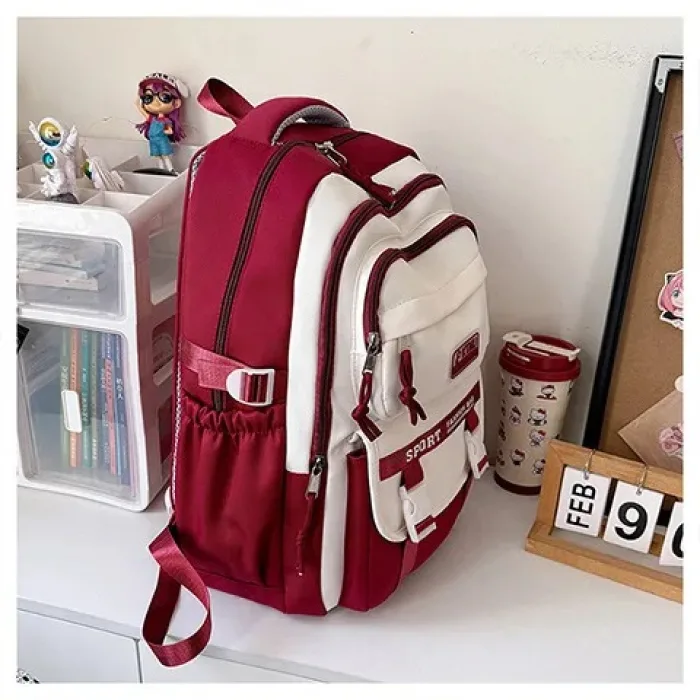 Lightweight College Student Backpack (Red) | লাল কলেজ ব্যাকপ্যাক - Image 3