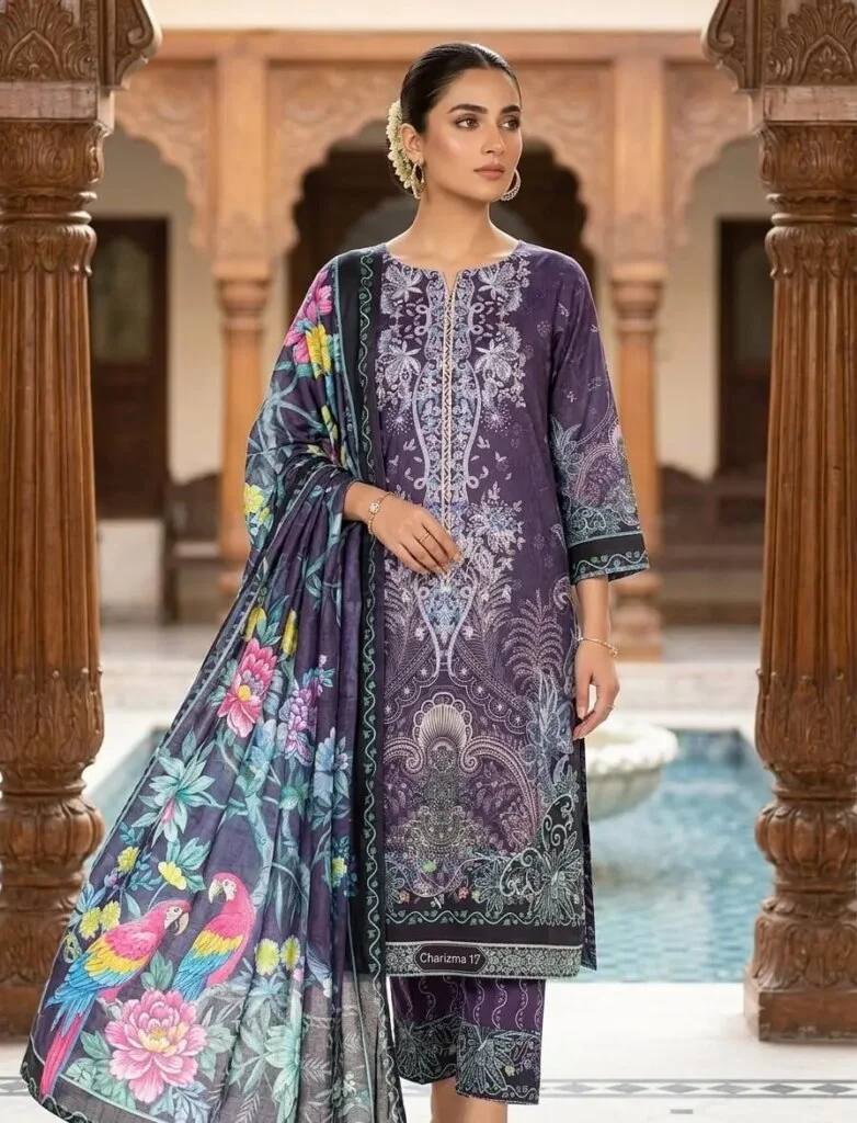 Charizma & Bin Hamid Lawn Three Piece | প্রিন্টেড লন থ্রি-পিস - Image 3