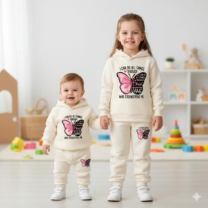 Elegant Baby Girl Hoodie Set | স্টাইলিশ বেবি হুডি সেট
