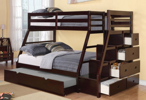Wooden Bunk Bed with Stair