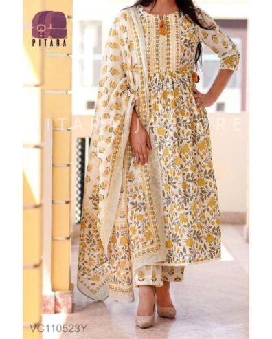 Floral Cotton Anarkali Suit