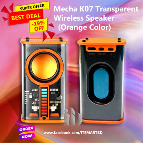 Mecha K07 Transparent Wireless Speaker (Orange Color)