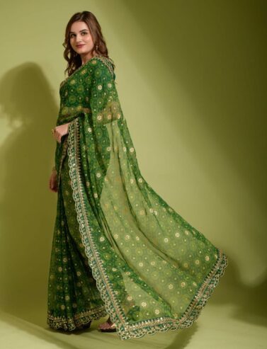 Embroidery Cut Work Design Saree