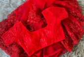 Butterfly Net Red Saree